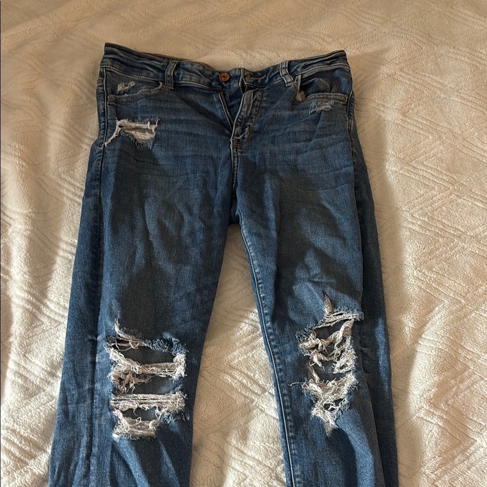 American Eagle Outfitters Ripped Blue Jeggings